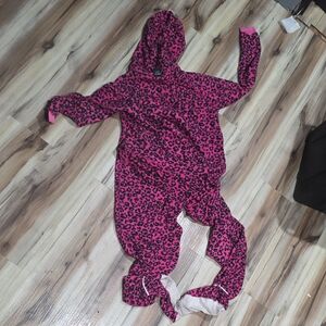 Women's Pink Leopard Print Pajama Onesie